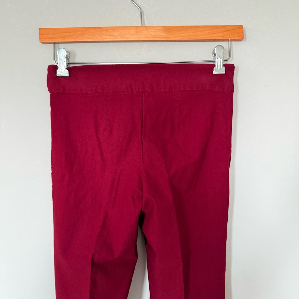 Elegant Burgundy Straight Leg Stretch Trousers Pants size 4P - Picture 5 of 13
